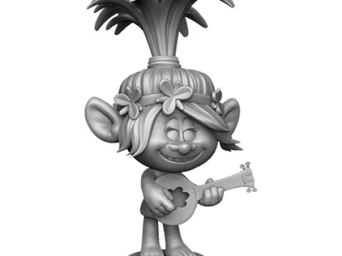 Troll Princess Poppy with guitar for 3D printing STL 3D Model