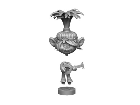 Troll Princess Poppy with guitar for 3D printing STL 3Dモデル