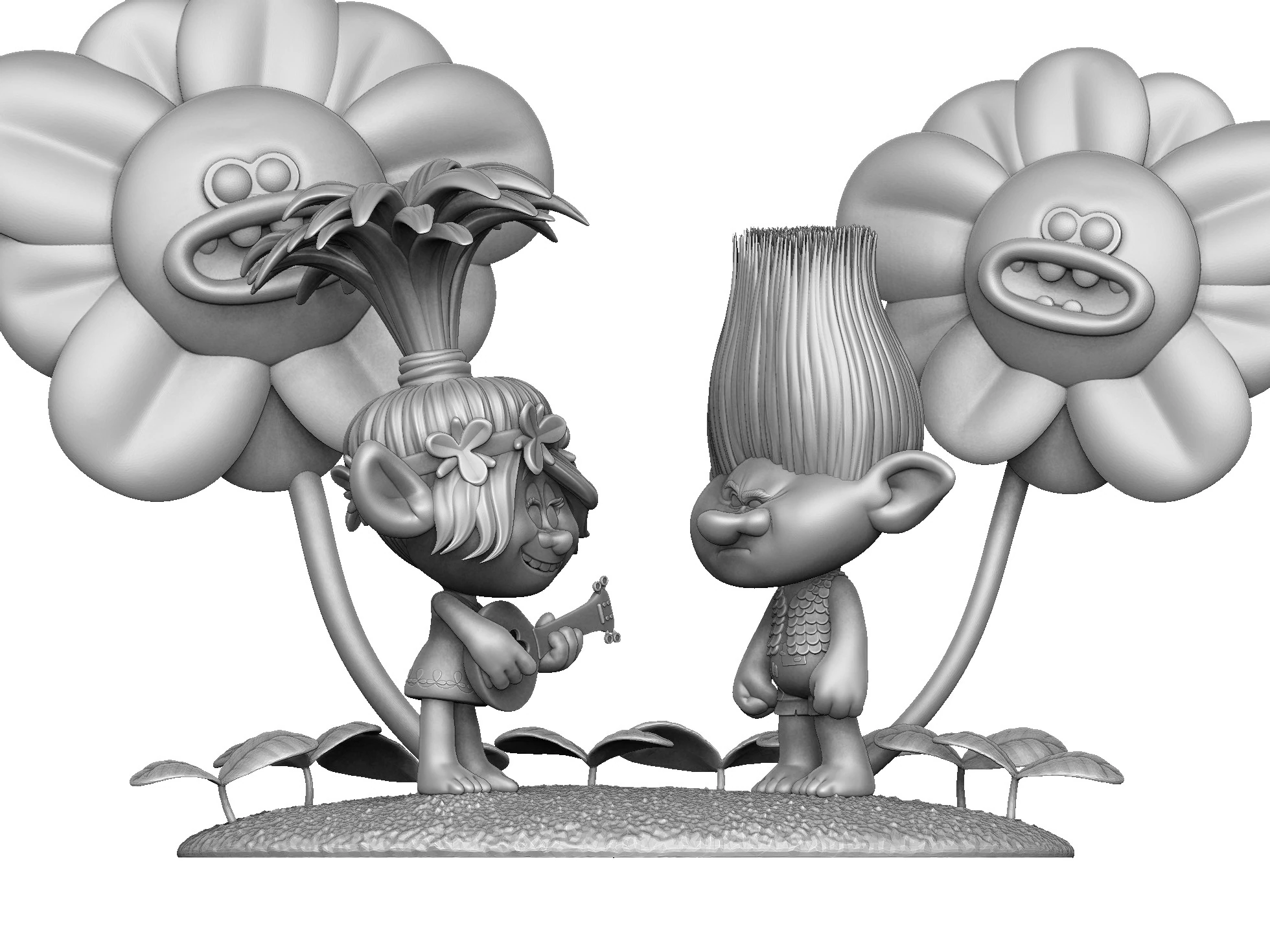 Trolls Poppy sings to angry Branch FOR 3D PRINT STL 3D Model .c4d .max .obj .3ds .fbx .stl .blend