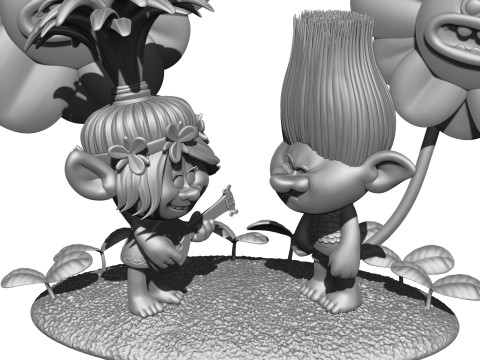 Trolls Poppy sings to angry Branch FOR 3D PRINT STL 3D Model