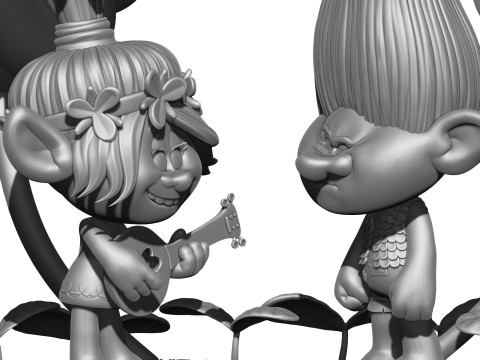 Trolls Poppy sings to angry Branch FOR 3D PRINT STL 3D Model
