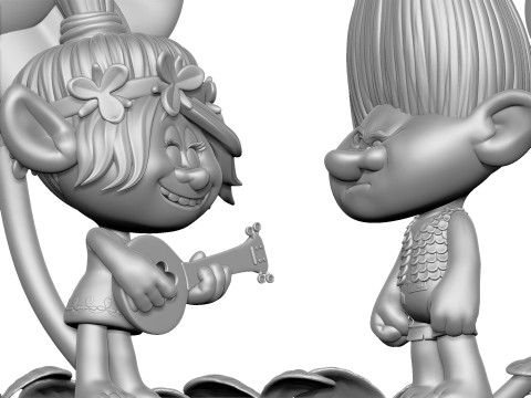 Trolls Poppy sings to angry Branch FOR 3D PRINT STL 3D Model