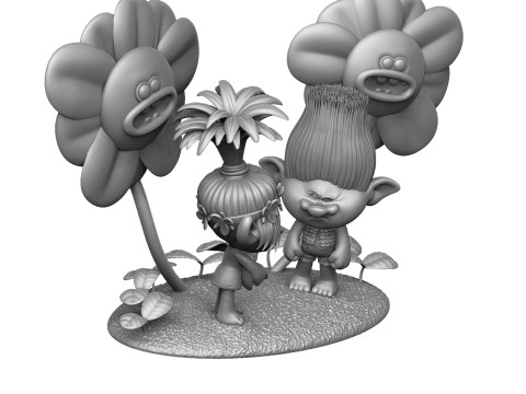 Trolls Poppy sings to angry Branch FOR 3D PRINT STL 3D Model