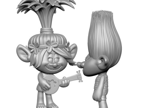 Trolls Poppy sings to angry Branch FOR 3D PRINT STL 3D Model