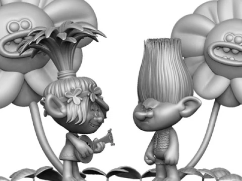 Trolls Poppy sings to angry Branch FOR 3D PRINT STL 3D Model