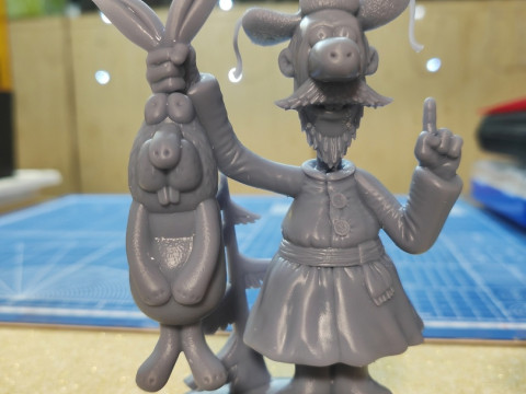 Man with a hare for 3D printing STL 3Dプリントモデル