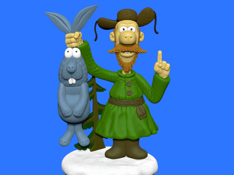 Man with a hare for 3D printing STL 3Dプリントモデル