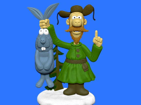Man with a hare for 3D printing STL 3D Print Model