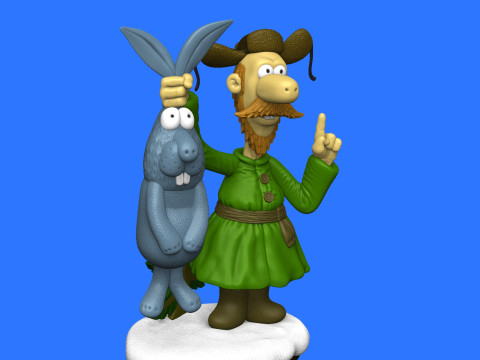 Man with a hare for 3D printing STL 3Dプリントモデル