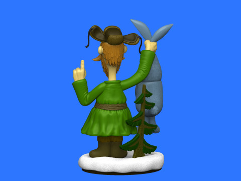 Man with a hare for 3D printing STL 3Dプリントモデル