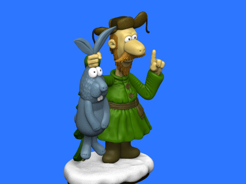 Man with a hare for 3D printing STL 3Dプリントモデル