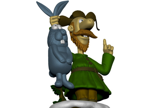 Man with a hare for 3D printing STL 3Dプリントモデル