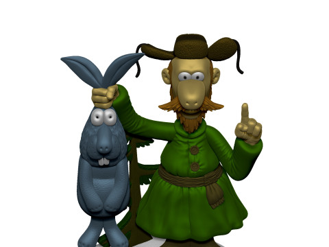 Man with a hare for 3D printing STL 3Dプリントモデル