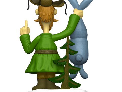 Man with a hare for 3D printing STL 3Dプリントモデル