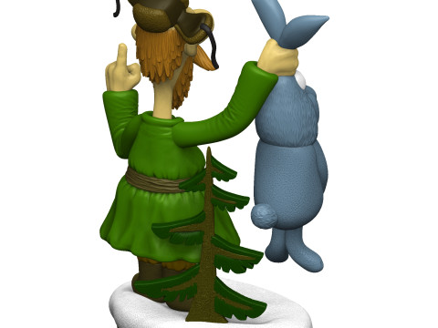 Man with a hare for 3D printing STL 3Dプリントモデル