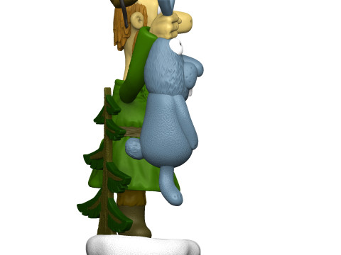 Man with a hare for 3D printing STL 3Dプリントモデル