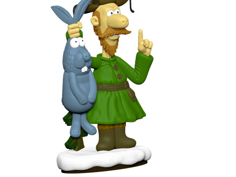 Man with a hare for 3D printing STL 3Dプリントモデル