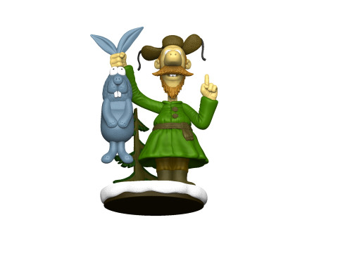 Man with a hare for 3D printing STL 3Dプリントモデル