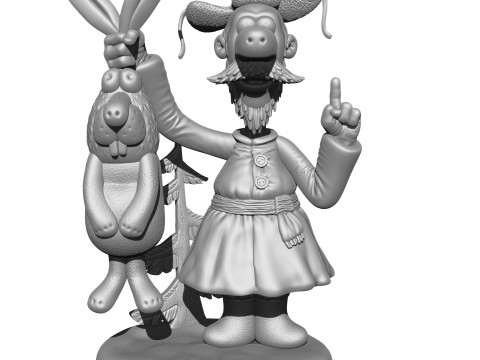 Man with a hare for 3D printing STL 3Dプリントモデル