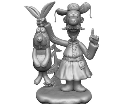 Man with a hare for 3D printing STL 3Dプリントモデル