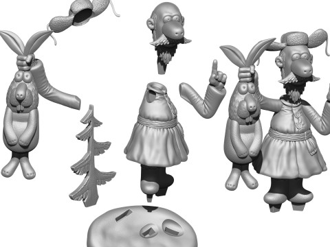 Man with a hare for 3D printing STL 3Dプリントモデル