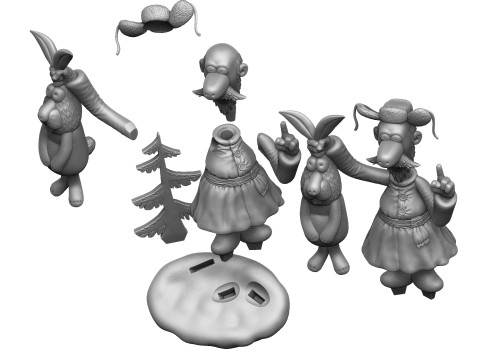 Man with a hare for 3D printing STL 3Dプリントモデル