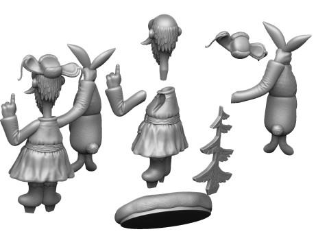 Man with a hare for 3D printing STL 3Dプリントモデル