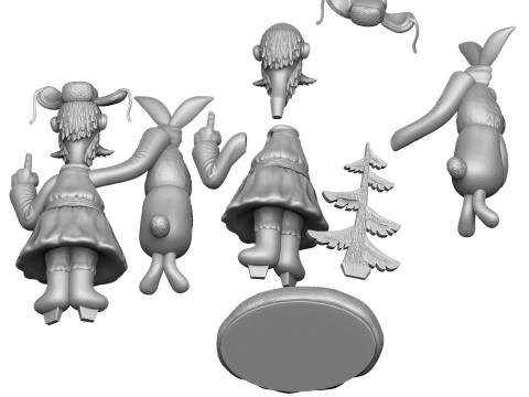 Man with a hare for 3D printing STL 3Dプリントモデル