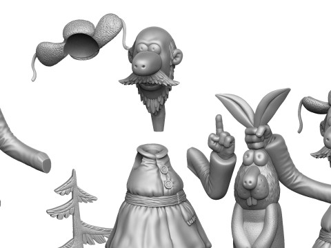 Man with a hare for 3D printing STL 3Dプリントモデル