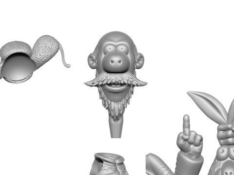 Man with a hare for 3D printing STL 3Dプリントモデル
