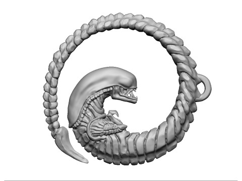 Alien Pendant for 3D Printing STL 3Dモデル