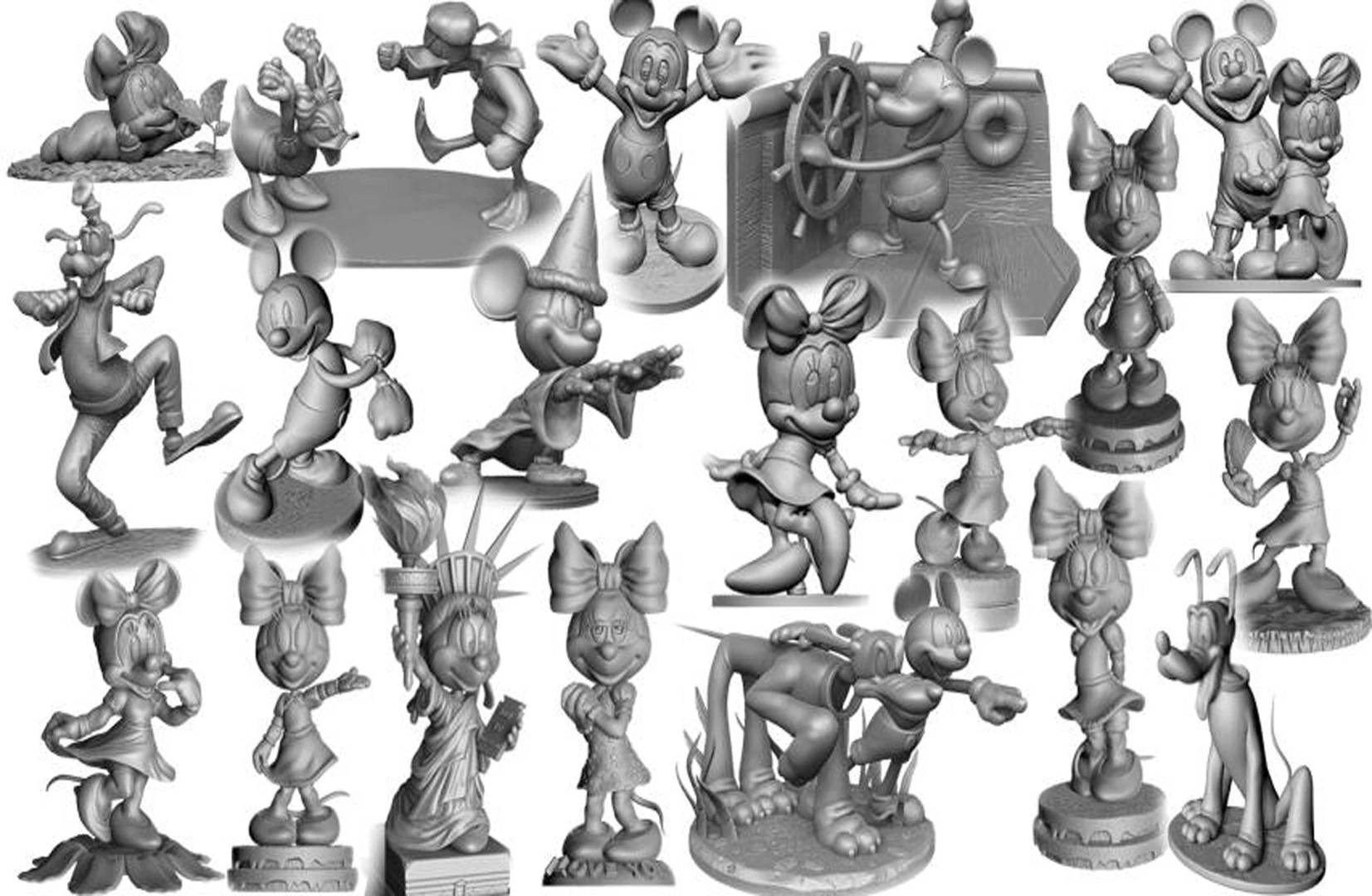 Collection Mickey and Minnie Mouse for 3D Printing Stl 3D Model .c4d .max .obj .3ds .fbx .stl .blend 
