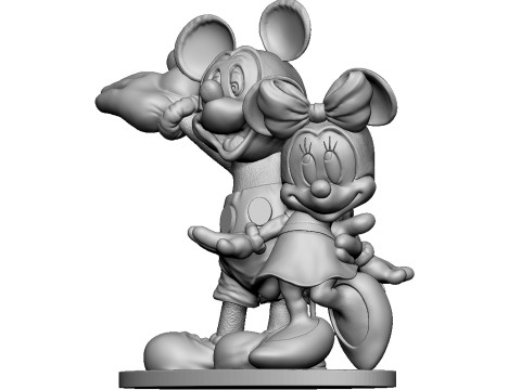 Mickey and Minnie Mouse for 3D Printing Stl 3Dプリントモデル