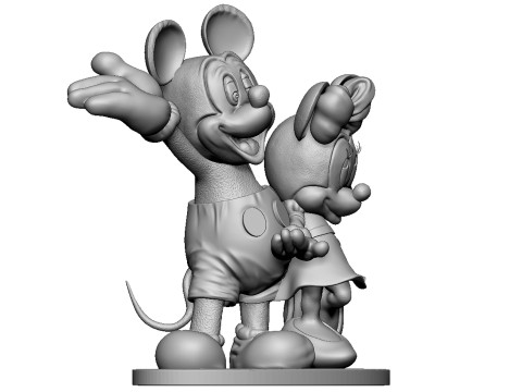 Mickey and Minnie Mouse for 3D Printing Stl 3Dプリントモデル