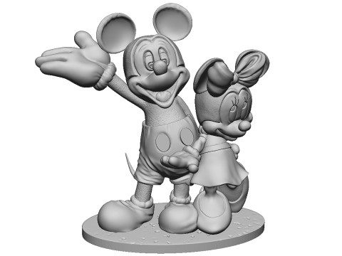 Mickey and Minnie Mouse for 3D Printing Stl 3Dプリントモデル