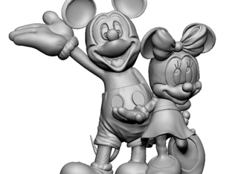 Mickey and Minnie Mouse for 3D Printing Stl 3Dプリントモデル