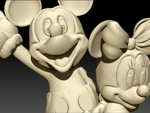 Mickey and Minnie Mouse for 3D Printing Stl 3Dプリントモデル