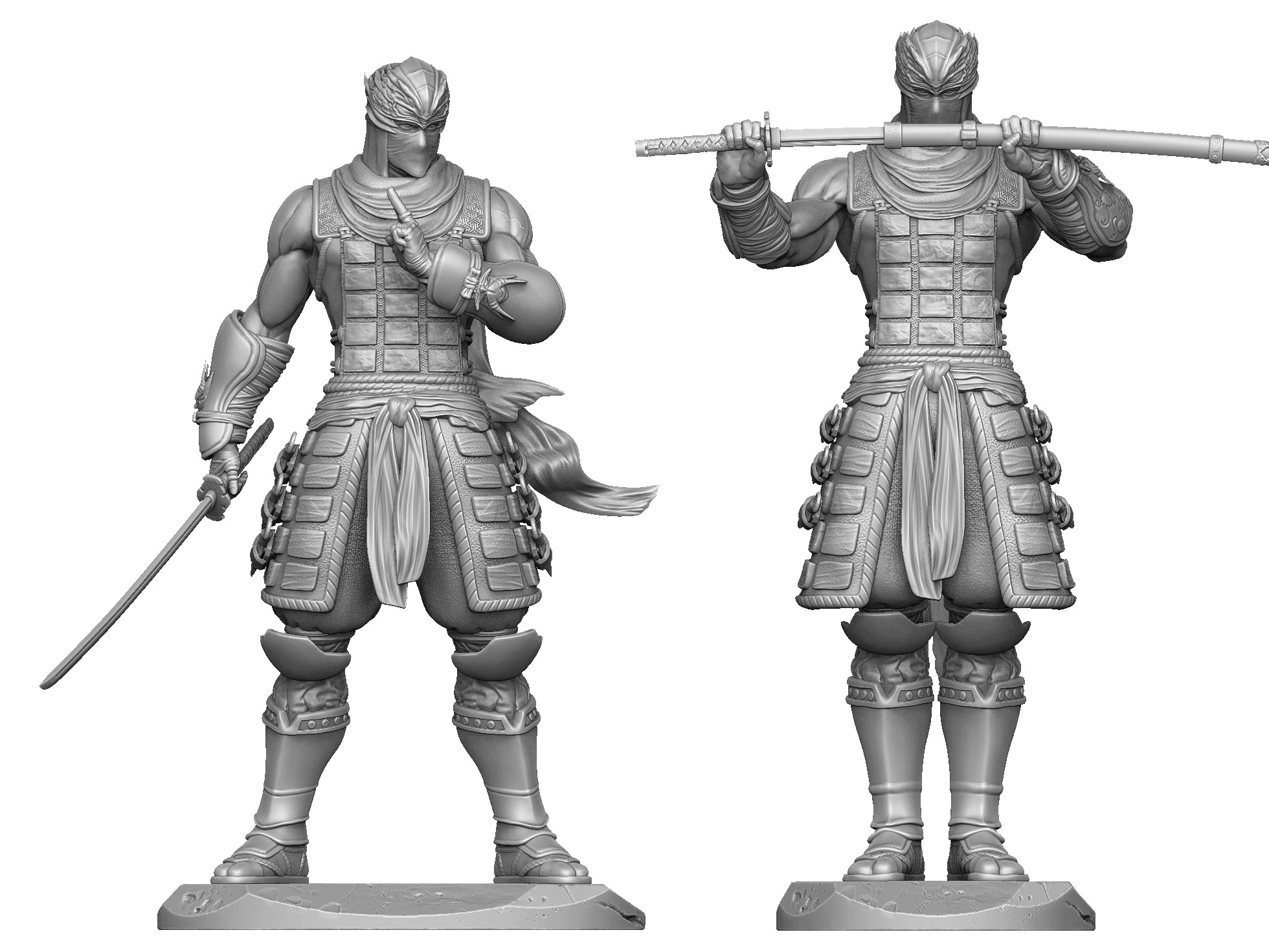 RYU HAYABUSA Ninja Gaiden with a sword 2 options for 3D printing STL 3D Print Model .c4d .max .obj .3ds .fbx .stl .blend 
