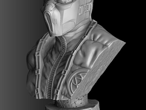 Sub-Zero bust 1 in Mortal Kombat for 3D printing STL Modèles 3D en vedette