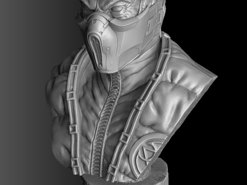Sub-Zero bust 1 in Mortal Kombat for 3D printing STL Modèles 3D en vedette