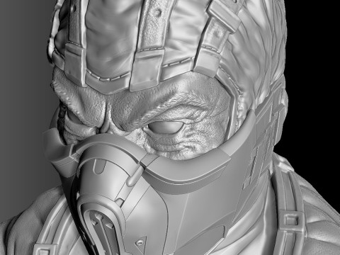 Sub-Zero bust 1 in Mortal Kombat for 3D printing STL Modèles 3D en vedette