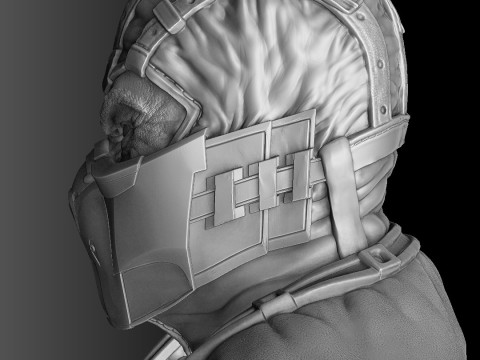 Sub-Zero bust 1 in Mortal Kombat for 3D printing STL Modèles 3D en vedette