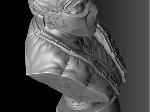 Sub-Zero bust 1 in Mortal Kombat for 3D printing STL Modèles 3D en vedette