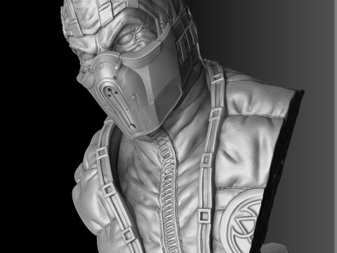 Sub-Zero bust 1 in Mortal Kombat for 3D printing STL Modèles 3D en vedette