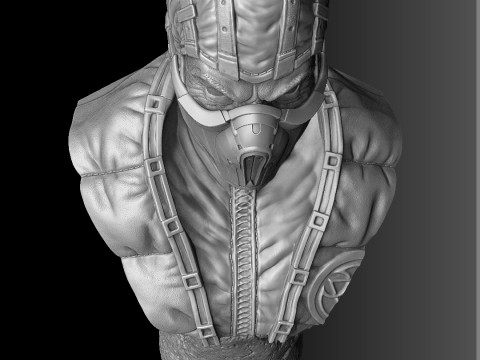 Sub-Zero bust 1 in Mortal Kombat for 3D printing STL Modèles 3D en vedette