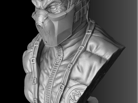 Sub-Zero bust 1 in Mortal Kombat for 3D printing STL Modèles 3D en vedette