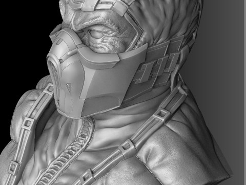 Sub-Zero bust 1 in Mortal Kombat for 3D printing STL Modèles 3D en vedette