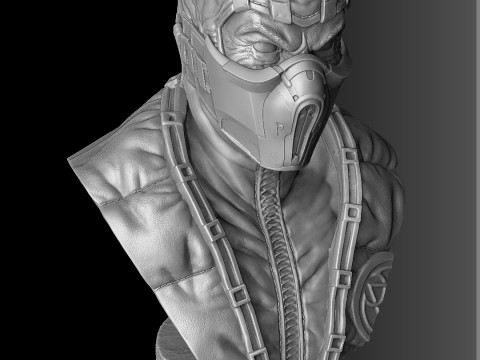 Sub-Zero bust 1 in Mortal Kombat for 3D printing STL Modèles 3D en vedette