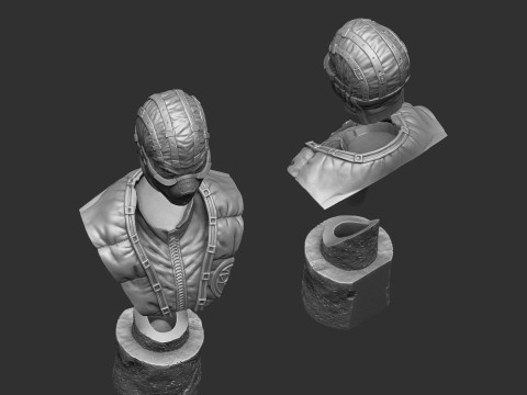 Sub-Zero bust 1 in Mortal Kombat for 3D printing STL Modèles 3D en vedette