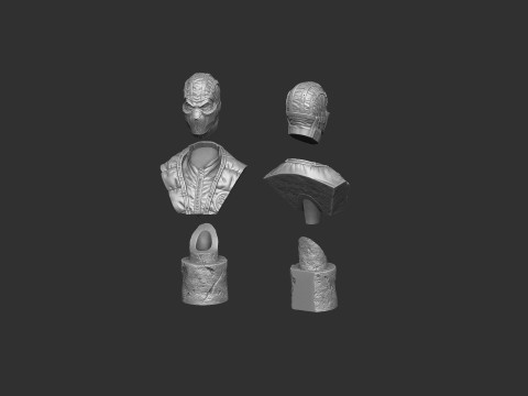 Sub-Zero bust 1 in Mortal Kombat for 3D printing STL Modèles 3D en vedette